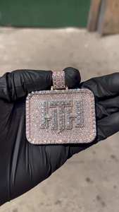 Colgante Personalizado con Iniciales HTH, Diamante Moissanita, Plata de Ley 925, Estilo Hip Hop, Joyería Personalizada - Product Image 1