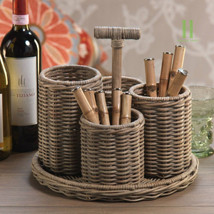 TOP SELLER Eco-Friendly Natural Wicker Seagrass <b>Kitchen</b> Utensil Storage <b>Caddy</b> Basket Handmade Organizer for Home <b>Kitchen</b> - Product Image 4