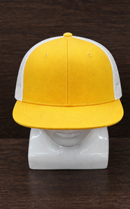 Gorra Trucker Personalizada de 5 Paneles, Amarilla y Blanca, Ajustable, de Malla Transpirable, Impermeable, Unisex, con Visera Plana, Informal, para Exteriores, de Poliéster - Product Image 1