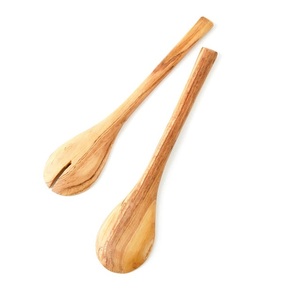 Ensemble de cuillères à salade en bois et résine de forme naturelle, ustensiles de cuisine pour restaurant, écologiques, ensemble de couverts en bois et résine - Product Image 1