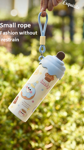 Gobelet isotherme réutilisable en acier inoxydable de 600 ml, mignon et écologique, avec couvercle et paille, pour boissons chaudes et froides - Product Image 2