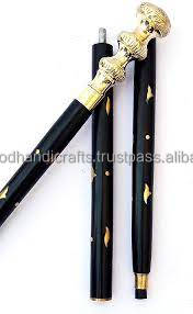 Bâton de marche en bois fait main avec poignée décorative en laiton Cannes de marche en bois de haute qualité - Product Image 4