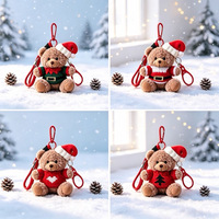 En gros Mini porte-clés ours en peluche doux, vêtu d'un pull tricoté, de lunettes et d'un bonnet, breloque de sac