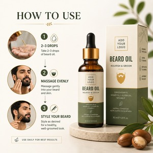 Huile de croissance de barbe pour hommes à base de plantes de qualité supérieure 30 ml – Vente en gros, biologique, sans alcool, adoucissant et revitalisant pour barbe, formule personnalisée, barbe brillante - Product Image 4