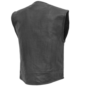 Gilet de moto en cuir véritable noir respirant pour hommes adultes, gilet de motard haut de gamme, design personnalisé, cuir personnalisable - Product Image 2