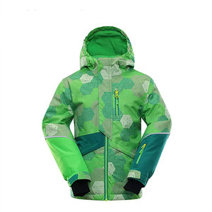 <b>Men's</b> <b>Green</b> Geometric Print Hooded Puffer <b>Jacket</b> <b>Waterproof</b> Zipper Closure Sporty Winter Wear Regular Fit Polyester - Product Image 1