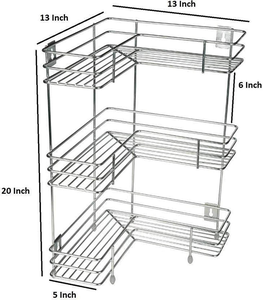 Étagère de rangement en acier inoxydable en forme de L, organisateur d'angle triple couche pour cuisine et salle de bain, support d'étagère peu encombrant - Product Image 3