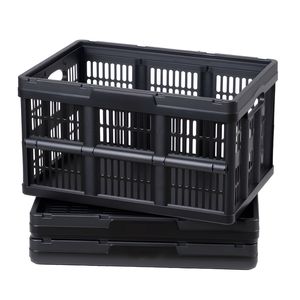 Contenedores de Almacenamiento Plegables de Plástico de 45L, Paquete de 3, Cajas de Almacenamiento Apilables con Asas, Capacidad para 33 Libras por Contenedor, Plegables - Product Image 1
