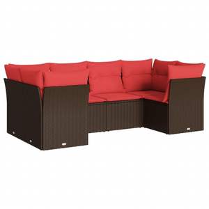 Juego de sofás de patio de ratán sintético marrón de 6 piezas con cojines, muebles duraderos para exteriores - Product Image 2