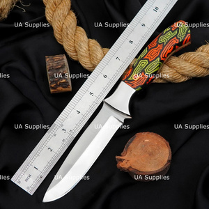 Couteau de camping industriel en gros UA Supplies, lame fixe en acier inoxydable, manche ergonomique en G10 Micarta, cuir - Product Image 3