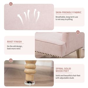 Poltrona Club Moderna Retrò in Tessuto con Gambe in Legno e Finitura con Borchie, Comoda Poltrona Imbottita per Soggiorno - Product Image 4