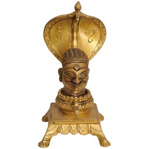 Escultura de latón Mukha Lingam hecha a mano de 6 pulgadas diseño tradicional indio para regalar - Product Image 1