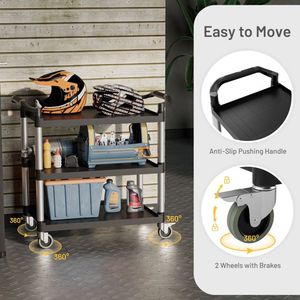 Carrello di Servizio a 3 Ripiani con Ruote Bloccabili e Doppia Maniglia - Product Image 3
