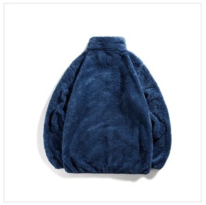Chaqueta de Forro Polar Azul para Mujer, Cuello Alto, Manga Larga, Cierre de Cremallera, Abrigo Grueso de Forro Polar para Invierno - Product Image 3