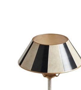 Harlequin Stripe Metal Table <b>Lamp</b> with Geometric Shade Premium Iron Craft Warm Accent Lighting for Designer Interiors - Product Image 2