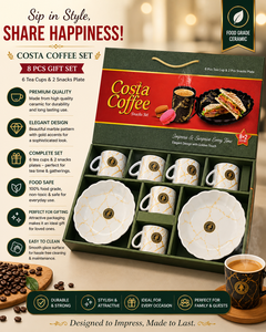 Luxury Marble Ceramic Coffee <b>Gift</b> <b>Set</b> 8-Piece Tea Cup & Snack Plates Box <b>Set</b> Custom Logo Printing Easy Clean Bakery Packaging - Product Image 1