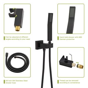 Il sistema doccia quadrata a parete da 12 pollici in gomma e bronzo a olio include accessori per doccia con valvola ruvida - Product Image 4