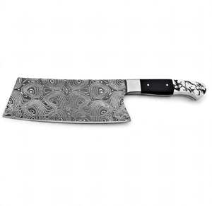 Couteau de cuisine artisanal en acier Damas, couteau à hacher avec manche en résine, outil culinaire - Product Image 1