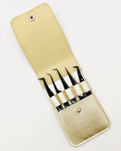 Professional Black Stainless Steel Eyelash Extension Tweezers Set with Premium Storage <b>Pouch</b> - Product Image 2