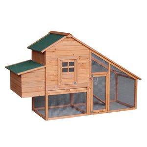 Pollaio e Gabbia per Conigli in Legno a Due Livelli Impermeabile da 75 Pollici, Nuovo, con Vassoio Raccogli Uova e Recinto Esterno - Product Image 4