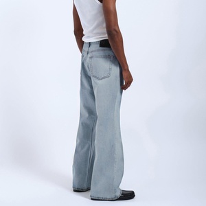 Men's <b>Light</b> Wash Denim Flare Jeans High Waist Loose Fit Casual Style Cotton Fabric Woven Midweight Direct Factory Supplier - Product Image 2