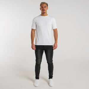 Jeans slim vintage déchirés de haute qualité pour hommes, pantalon bleu pour hommes, jeans en denim délavé - Product Image 6