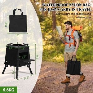 Stufa a Legna Pieghevole 36*36*46.5cm, Spessore Personalizzabile per Campeggio, Viaggi e Cucina con Legna da Ardere - Product Image 1