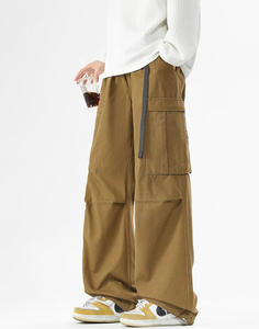 Pantalones Cargo Tácticos Negros para Hombre, Tejido de Poliéster Transpirable, Cintura Media, Pierna Recta, Múltiples Bolsillos, Cierre con Cordón - Product Image 2