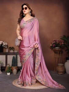 Luxury Indian Embroidery Work Silk Organza Saree With Blouse Piece For Womens For Party Wear Wedding in Bollywood Style - Product Image 3