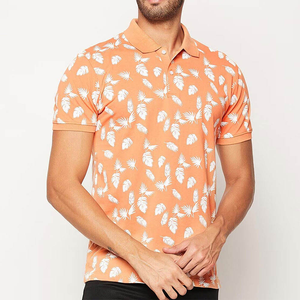 Polo en coton à manches courtes pour homme, imprimé tropical, coupe classique, décontracté, respirant, tissage Oxford - Product Image 1