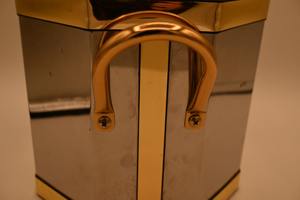 Luxury Hexagon Metal Silver Ice <b>Buckets</b> With <b>Lid</b> And Gold Handles Ideal For Table Decor Storage Vanity And Bar Styling - Product Image 2