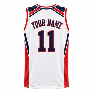 Camiseta de Baloncesto Personalizada para Hombre, Cuello en V, Sin Mangas, Sublimada, Absorbe la Humedad, Blanca, Roja, Azul Marino, Números de Equipo 11, Unisex para Adultos - Product Image 2