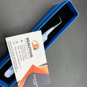 แหนบปลายแหลมและสลักโลโก้แหนบต่อขนตา90องศาพิมพ์ลายหินอ่อนแบบกำหนดเอง - Product Image 6