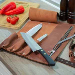 Housse de protection en cuir synthétique pour couteau de chef avec poches et rabat pour une sécurité maximale LKR-0285 - Product Image 5