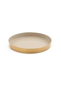 Round Enamel Serving <b>Tray</b> With Blue <b>Plant</b> Pattern Classic Design For Table Decor Or Decorative - Product Image 1