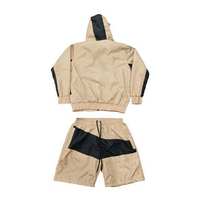Ensemble short et coupe-vent léger à capuche pour homme, haute qualité, personnalisable avec logo, deux pièces, polyester/nylon, respirant, été