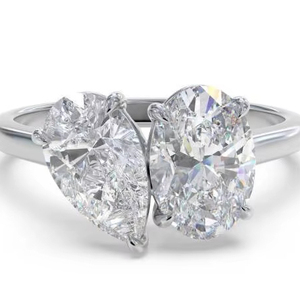 Pear And Oval <b>Two</b> <b>Stone</b> Toi Et Moi <b>Ring</b> 0.80 Ct Lab Grown Diamond In 18K Yellow White Rose Gold Platinum - Product Image 1