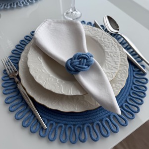 Lavish Blue Tone Macrame <b>Placemats</b> for Guest Entertaining <b>Dining</b> Setup and Festive <b>Table</b> Decoration Wholesale From India - Product Image 6