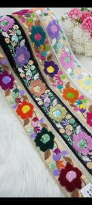 Exclusivo Diseño Floral de Encaje Bordado Multicolor 100% Poliéster para Calzado, Calidad de Exportación al por Mayor OEM - Product Image 4