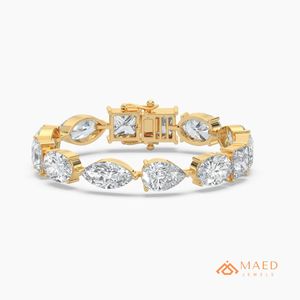 สร้อยข้อมือเทนนิสโมอิสซาไนต์ทรงต่างๆ ชุบทอง 18K สำหรับผู้หญิง ดีไซน์เครื่องประดับแฟชั่นหรูหราสไตล์เบเวอร์ลี่ฮิลส์ - Product Image 1