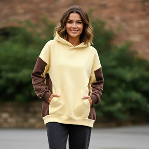 Sudadera con Capucha Oversize para Mujer, Otoño-Invierno, Casual, Color Liso, Manga Larga, Estilo Urbano, Cuello Redondo, Holgada, 100% Algodón - Product Image 1