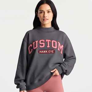Custom Embroidered Streetwear Soft Cotton Mockneck Crewneck Pullover Sweater <b>Jumper</b> <b>Fleece</b> Oversized Women Mock Neck Sweatshirt - Product Image 1