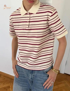 Chemise de rugby pour femme à manches courtes, col demi-boutonné, en maille Oxford, style décontracté vintage preppy, pour l'été - Product Image 2