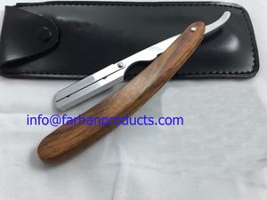 Tali-mango de madera de acero, cuchilla clásica, afeitadora recta para peluquero - Product Image 4