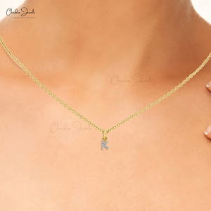 925 Sterling Silver K Letter Pendant with Natural 0.9MM White Zircon Handmade Initial Jewelry Fine Silver Jewelry Gift for Her - Product Image 3
