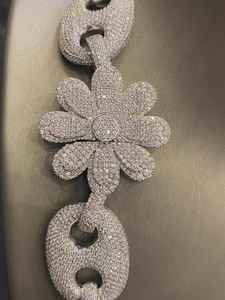 Cadena cubana eslabonada con incrustaciones de moissanita VVS, plata 925, ajustable, oro rosa, unisex, para fiesta, tendencia, superventas, gran oferta, estilo hip hop - Product Image 2