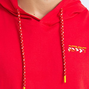 Camiseta con Capucha Roja Unisex, Manga Corta, Corte Regular, Algodón Tejido, Ropa Casual de Invierno con Bolsillo Delantero, Impresión Digital - Product Image 6