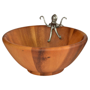 Hand Carved Mango Wood Food Serving Bowls With Metal Accent Round Shape Fruit & Salad Bowl For Kitchen Dining Table Decor - Product Image 3