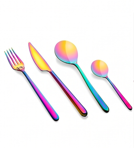 Rainbow Stainless Steel Flatware Set Fork Knife Spoon Modern Design High <b>Mirror</b> Polish Rust Resistant Metal Cutlery Party Use - Product Image 1