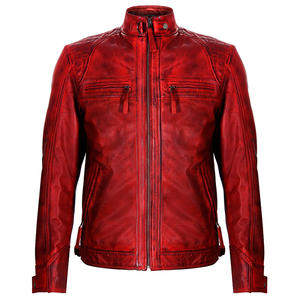 Veste en cuir matelassée pour homme |   Veste de moto vintage rétro |   Vêtements d'extérieur en cuir formels personnalisés OEM imperméables à l'avant - Product Image 1